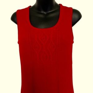 St. John Women's Red Santana Knit Sleeveless Sheath Column Dress Size P (Small)